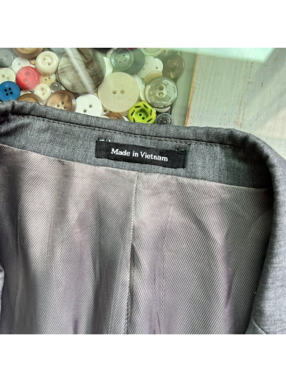 Egara Blazer Suit Jacket 42L Slim Fit Wool Double Button Formal Gray Office - Picture 9 of 10